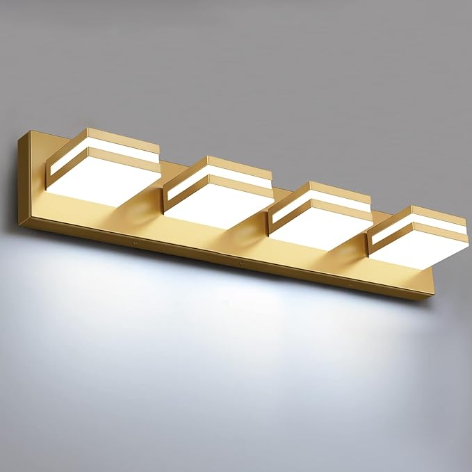 IZORRO LED Modern Bathroom Lights Fixtures, Brushed Glod Acrylic Wall Lighting by IZORRO