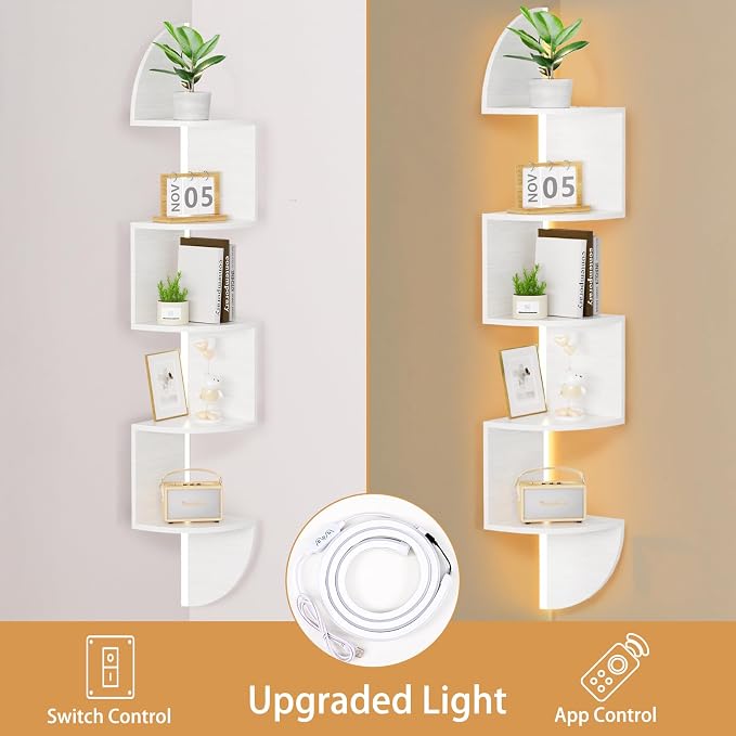 Waipfaru Corner Shelf, 5 Tier Bookshelf - Image 4