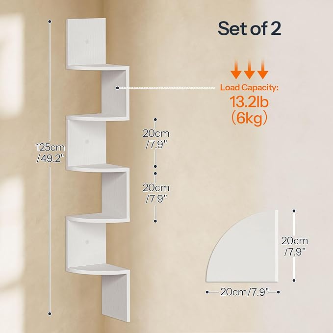 HOOBRO Corner Shelf Wall-Mounted, 5-Tier Corner Bookshelves - Image 2