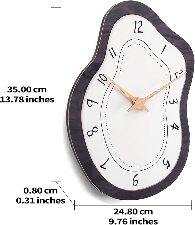 Mid Century Retro Irregular Shape Wall Clock, Silent Non-Ticking Battery - Image 7
