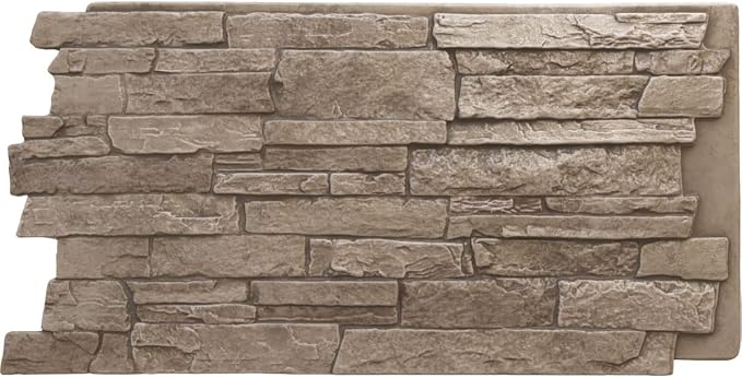 EverStone Acadia Ledge Faux Stone Panel, Soft Ash Color by EkenaMillwork