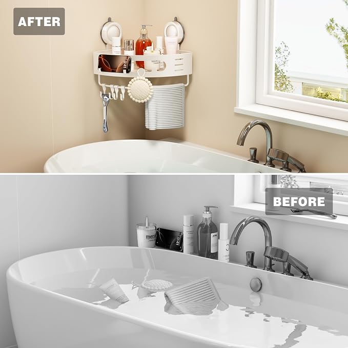 Voldra Corner Shower Caddy Suction Cup, Aluminum Corner Shower Shelves - Image 5