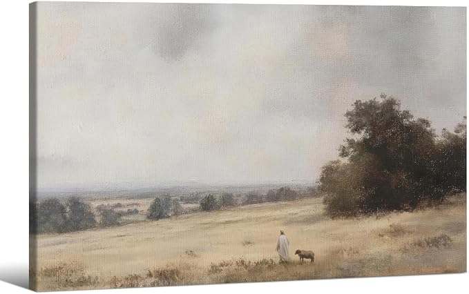 Jesus and Lamb the Lord is My Shepherd Wall Art Jesus Christian Poster 24X36 by rumlud