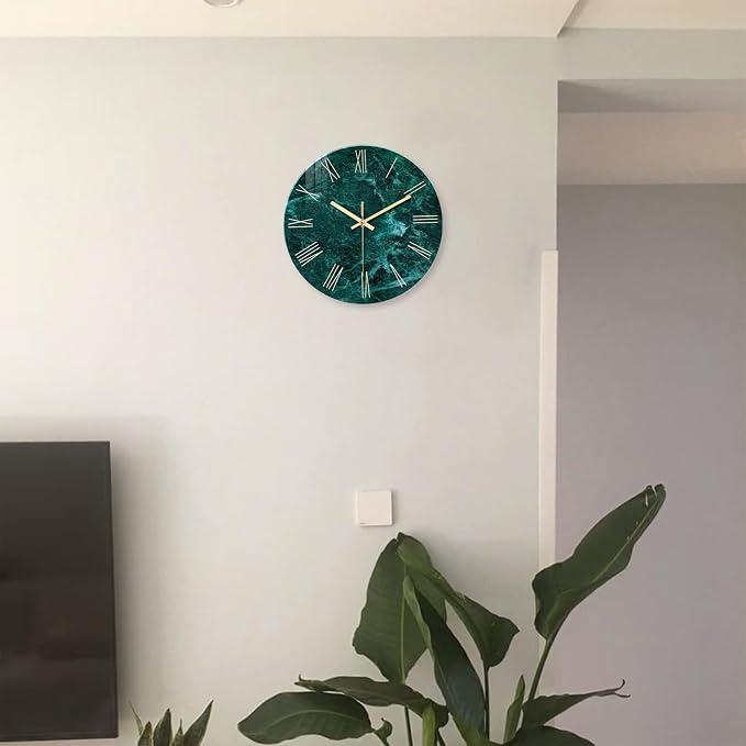 Teal Wall Clock Battery Operated 14 Inch Modern Abstract Clocks - Image 4