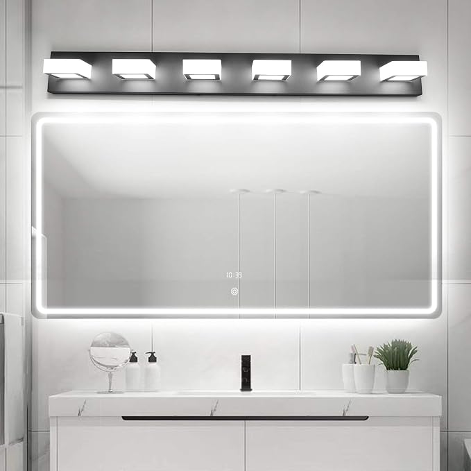 Ralbay Modern Black Vanity Lights Fixtures 6 Lights Acrylic Modern LED Matte - Image 4