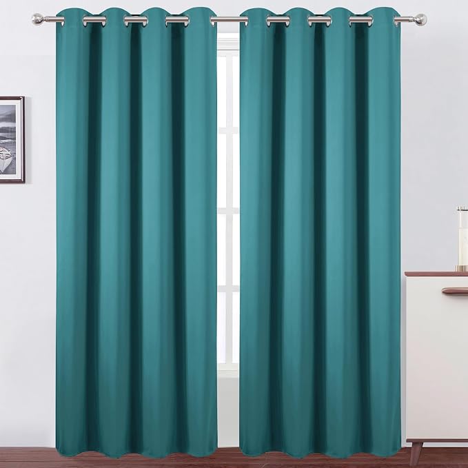 LEMOMO Blackout Curtains 52 x 120 Inch Long Sea Teal Curtains Set of 2 Panels by Lemomo
