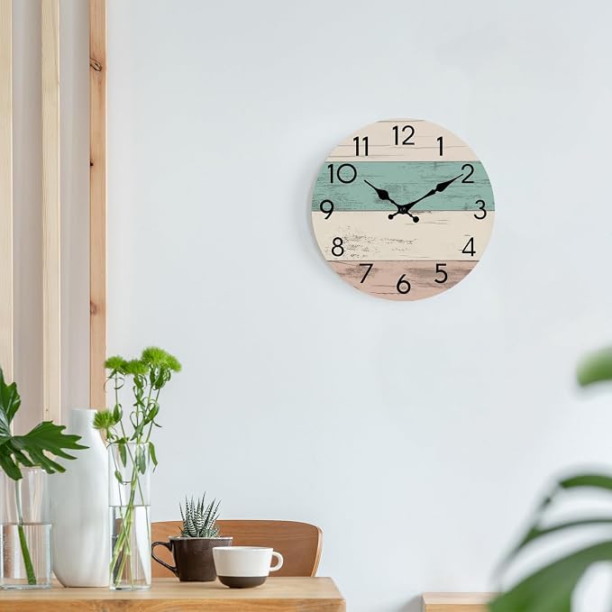 KECYET Wall Clock Silent Non-Ticking Wooden Clocks Battery Operated 8 Inch - Image 7