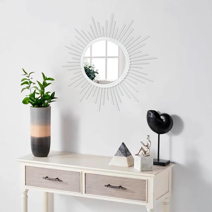 Sunburst Wall Mirror Spoked Home Circle Wall Art Mirror Classic Metal Modern - Image 5