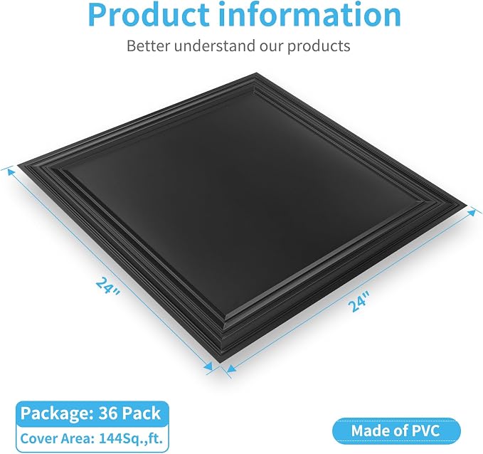Art3d 36-Pack Drop Relief Ceiling Tiles - Image 2