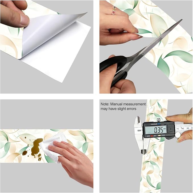 HOMETITUTE Wallpaper Border Peel and Stick Wall Border Green Leaf Watercolor - Image 8