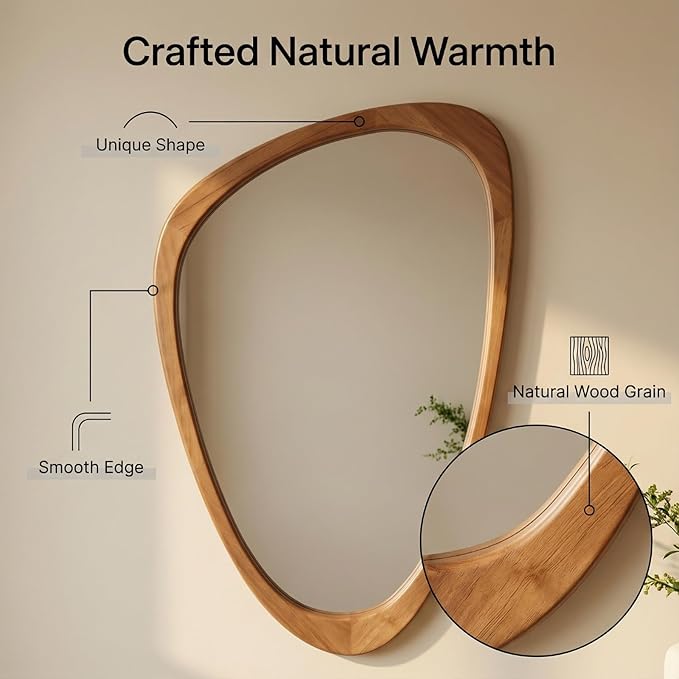 Irregular Wall Mirror Asymmetrical Bathroom Mirror, Wall Mounted Decorative - Image 3