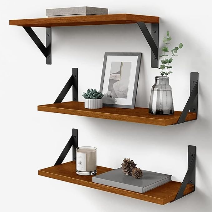 Forbena Walnut Brown Wall Bookshelf by Forbena