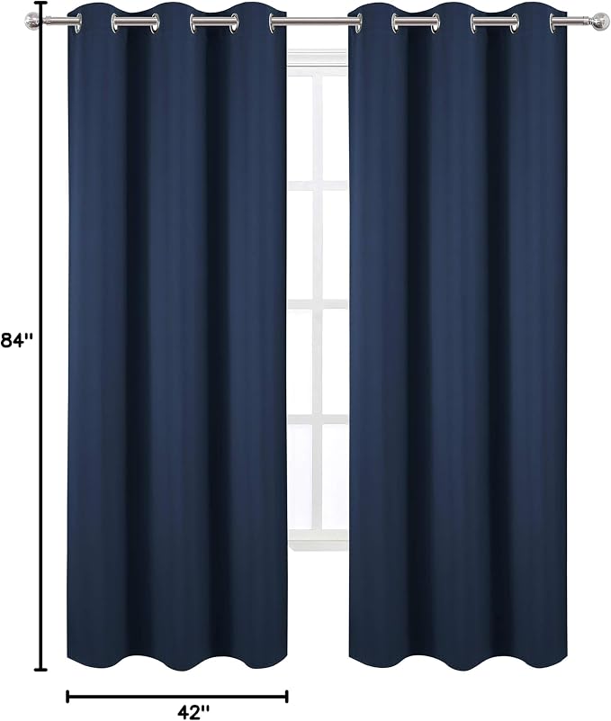 LEMOMO Blackout Curtains 42 x 84 inch/Navy Curtains Set of 2 Panels/Thermal - Image 10