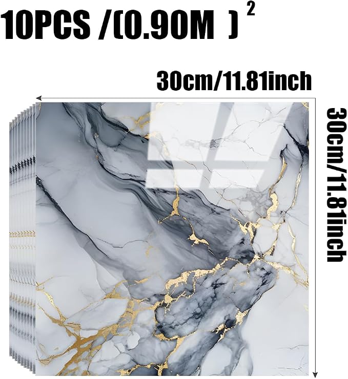 Chejiaye 10pcs Marble Peel and Stick Backsplash Waterproof Washroom Wall Panels - Image 4
