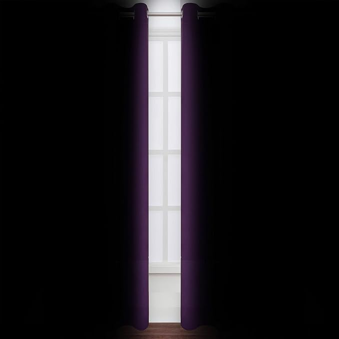 LEMOMO Purple Blackout Curtains 52 x 84 Inch Length/Set of 2 Curtain - Image 3