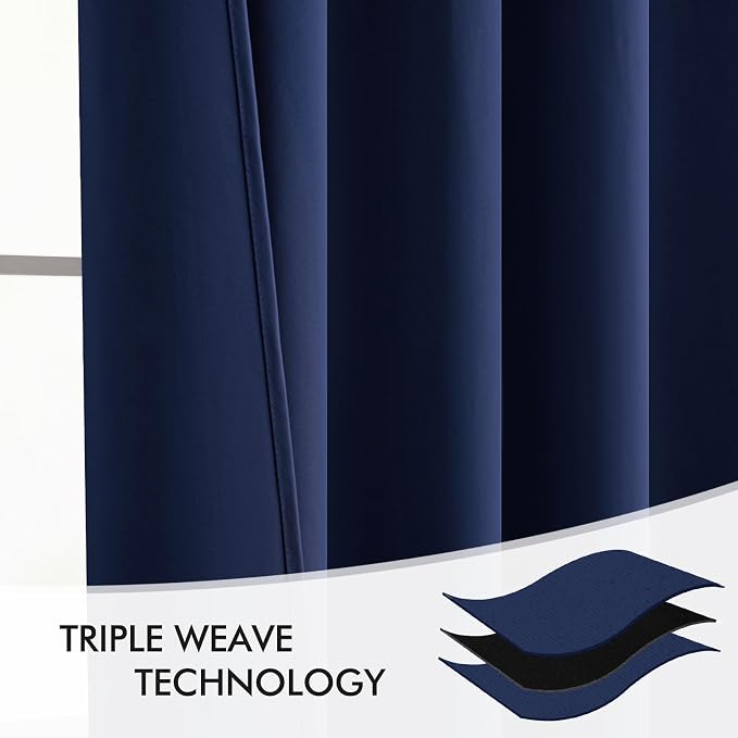 MIULEE Navy Blue Back Tab Blackout Curtains 72 Inches Long 2 Panels Set - Image 7