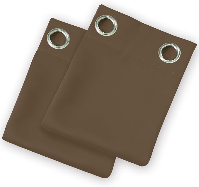 LEMOMO Brown Blackout Curtains 42 x 54 Inch Length Set of 2 Panels Grommet - Image 9