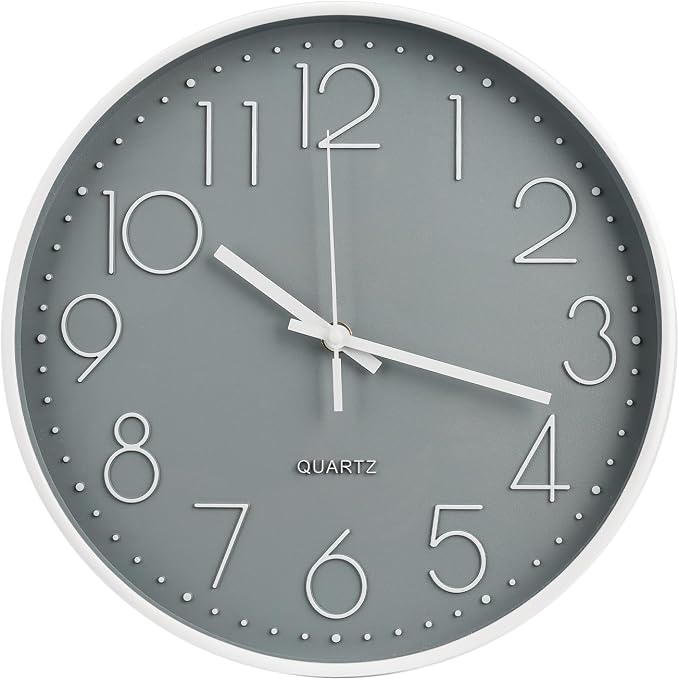 Wall Clock 10 Inch Non-Ticking Silent Modern Simple Style Round Decor Clock by BAKBRAND
