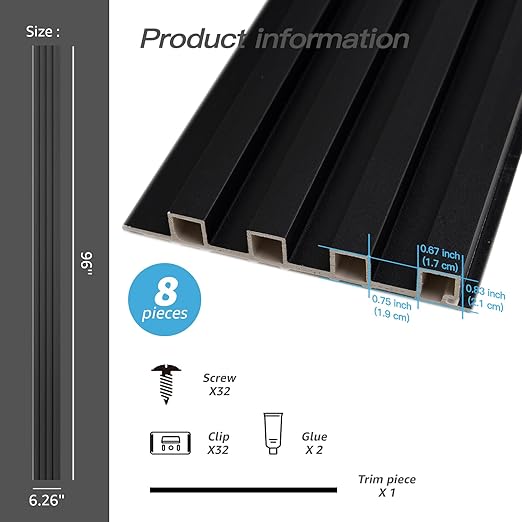 Art3d 8-Pack 96 x 6in. WPC Acoustic Slat Wall Panel - Image 4