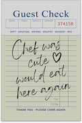 PDFI Trendy Kitchen Wall Art Guest Check Prints Chef Was Cute Would Eat Here by PDFI