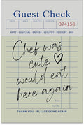 PDFI Trendy Kitchen Wall Art Guest Check Prints Chef Was Cute Would Eat Here by PDFI
