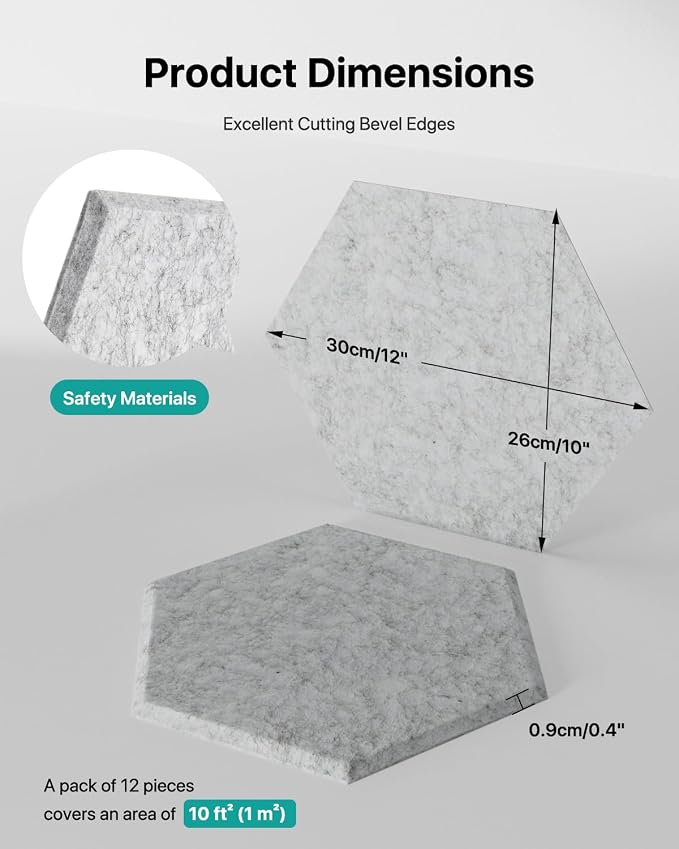 Soundsbay Acoustic Panels, 18 Pack Hexagon Soundproof Wall Panels High Density - Image 5