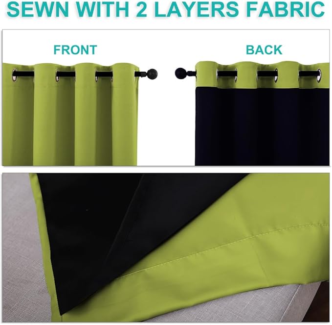 NICETOWN 100% Blackout Curtains 84 inches Long, Fresh Green, 52 inches Wide - Image 5