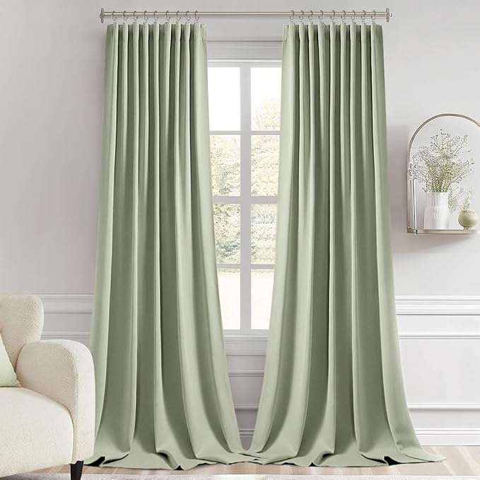 MIULEE Back Tab Sage Green Curtains 120 Inch Long 2 Panels Set - Image 9