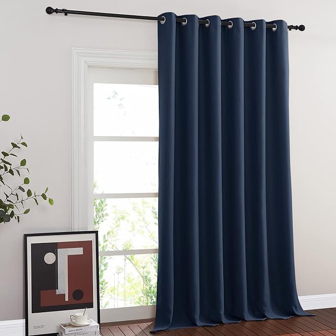 NICETOWN Blackout Navy Blue Bedroom Curtain 118 inches Long, Grommet Thermal - Image 2