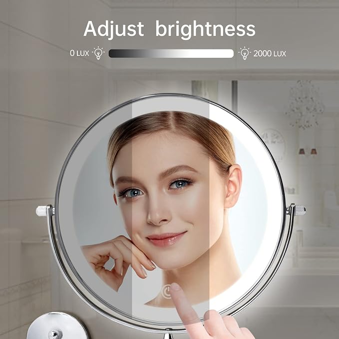 FUNTOUCH 5000mAh Rechargeable Wall Mounted Lighted Makeup Vanity Mirrors - Image 7