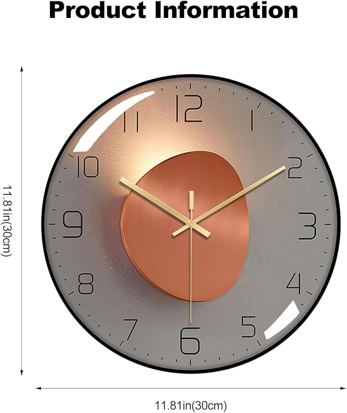 Ergocar Wall Clock, Art Deco Wall Clock, Non-Ticking Silent Modern Metal Wall - Image 7