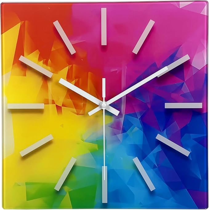 Square Glass Wall Clock Silent Analog Wall Clocks Battery Operated 12 Inch by Constantplanet%E6%97%97%E8%88%B0%E5%BA%97