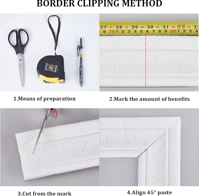 CRASPIRE 88 x 3.35 Inch White Crown Molding Peel and Stick Self Adhesive - Image 5