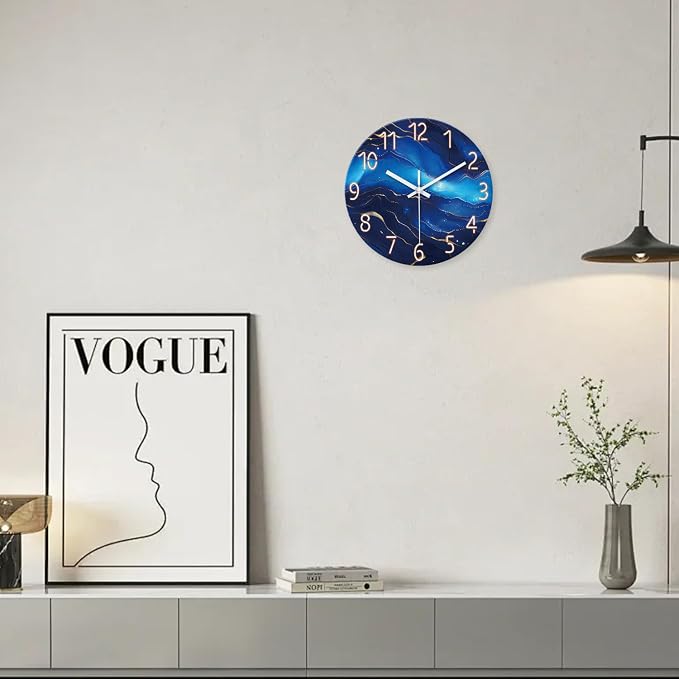 Glass Wall Clocks Battery Operated 14 Inch Modern Abstract Wall Clock - Image 4