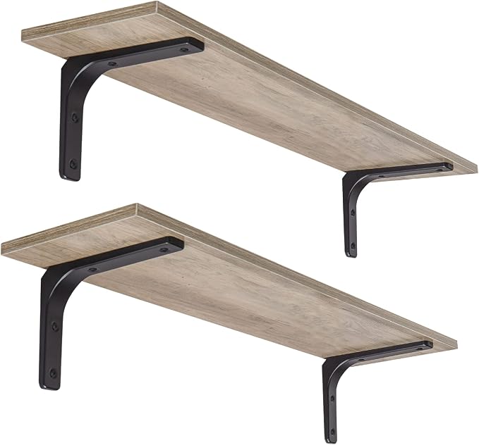 DINZI LVJ Long Wall Shelves, 31.5 Inch Wall Mounted Shelves Set of 2, by DINZILVJ