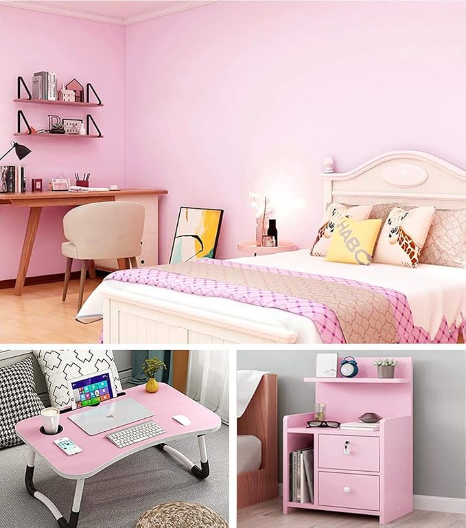 197"x17.7" Pink Wallpaper Solid Color Peel and Stick Wallpaper Pink Contact - Image 4