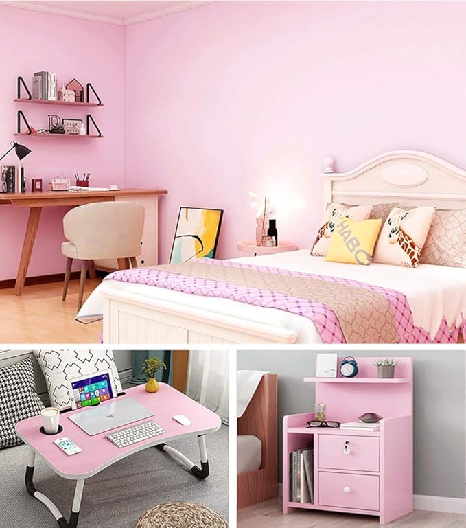 393"x17.7" Pink Peel and Stick Wallpaper Solid Color Contact Paper Self - Image 5