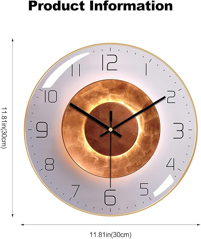 Ergocar Silent Metal Art Deco Clock, Non-Ticking - Image 7