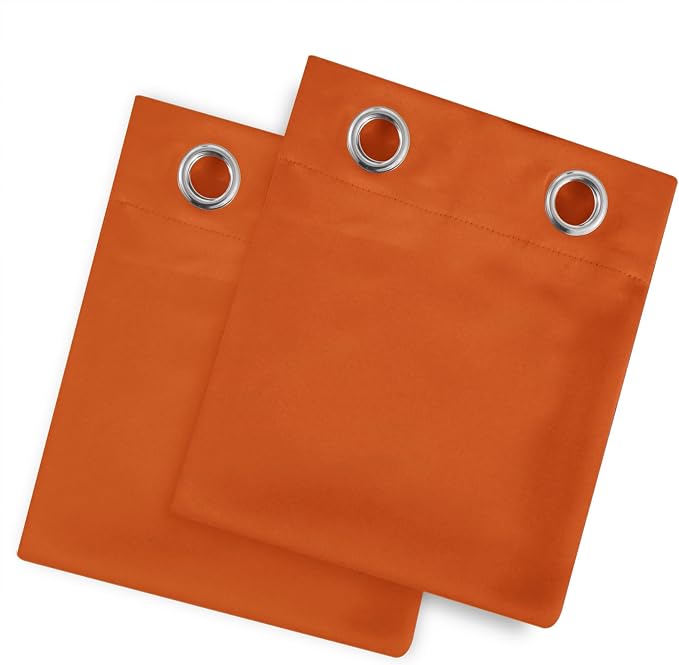 LEMOMO Blackout Curtains 52 x 120 Inch Long Orange Curtains Set of 2 Panels - Image 9