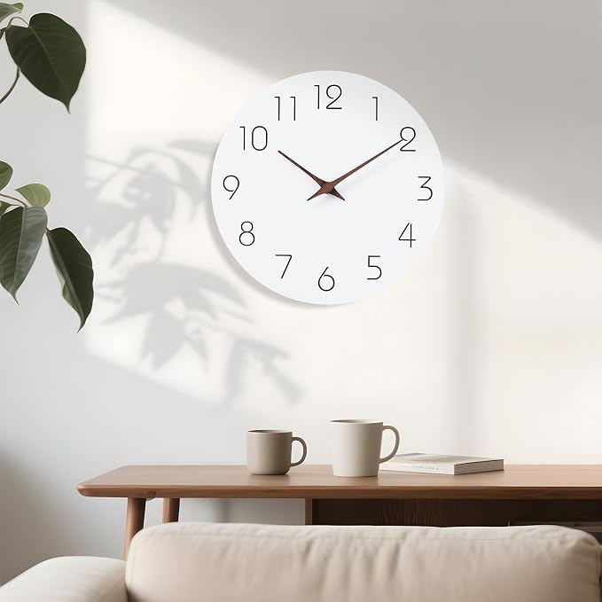 Mosewa Wall Clock Battery Operated 8 Inch White Silent Non Ticking Simple - Image 6