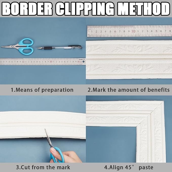 CRASPIRE 90.5 x 3 Wider White Foam Flexible Molding Trim Peel and Stick Self - Image 5