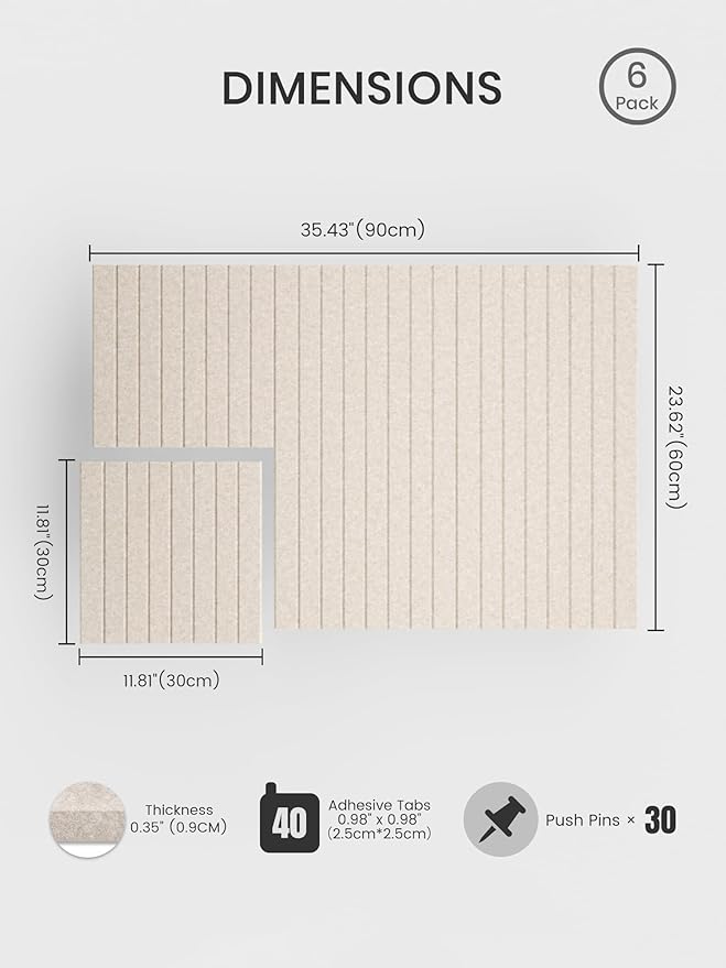 Bumusty Large Cork Board Alternative-36 x 24" Felt Bulletin Board Tiles - Image 2