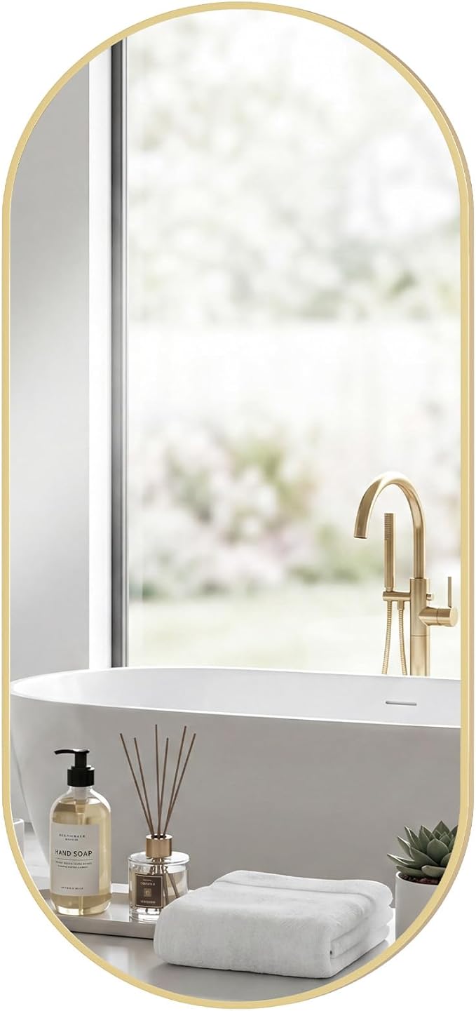 Sweetcrispy 24" x 48" Gold Bathroom Mirror - Image 7
