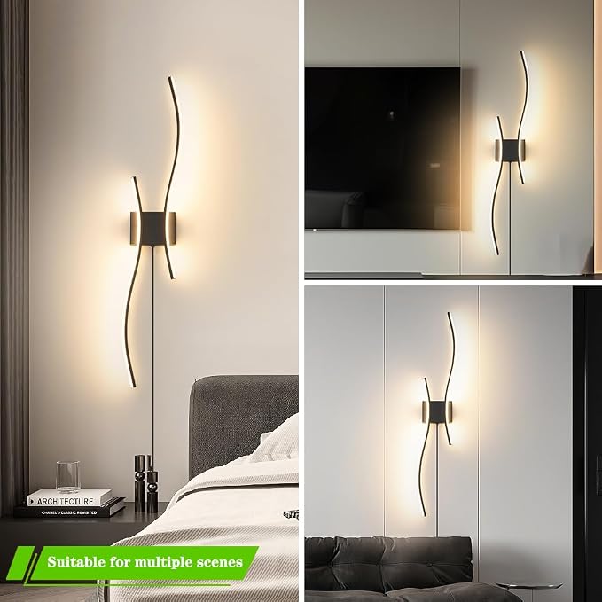 Daunton Modern Black Plug in Wall Sconces Set of 2 - Image 6