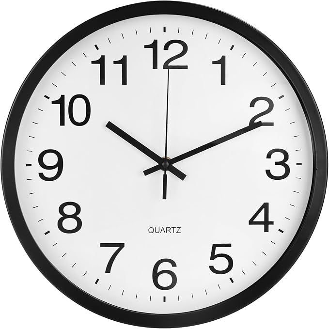 Wall Clock 12 Inch Metal Finish Silent Non Ticking Indoor Clock Round Battery - Image 2