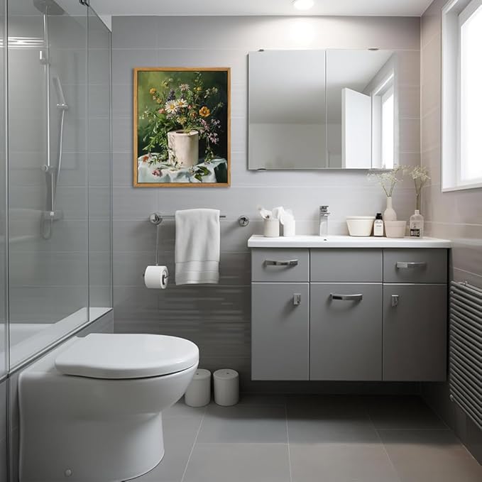 AtterrirArt Framed Funny Bathroom Wall Art, Toilet Paper Picture Painting Print - Image 3