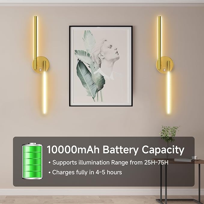 Wall Sconces with Remote, Rechargeable Battery Operated, Wireless Magnetic Wall - Image 2