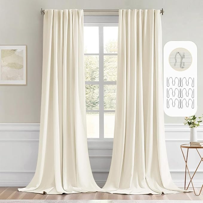 MIULEE Birch Back Tab Blackout Curtain 96 Inch Long 2 Panels Set by MIULEE