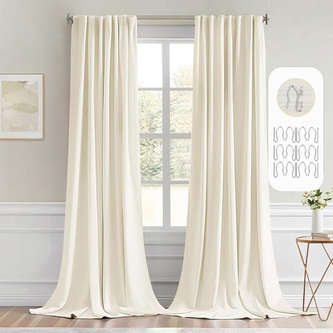 MIULEE Birch Back Tab Blackout Curtains 120 Inch Long 2 Panels Set by MIULEE