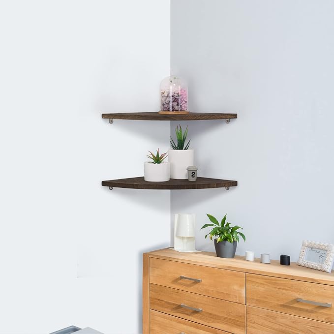 JORIKCHUO 12 inch Corner Wall Shelf, Round End Wall Mounted Floating Shelf - Image 5